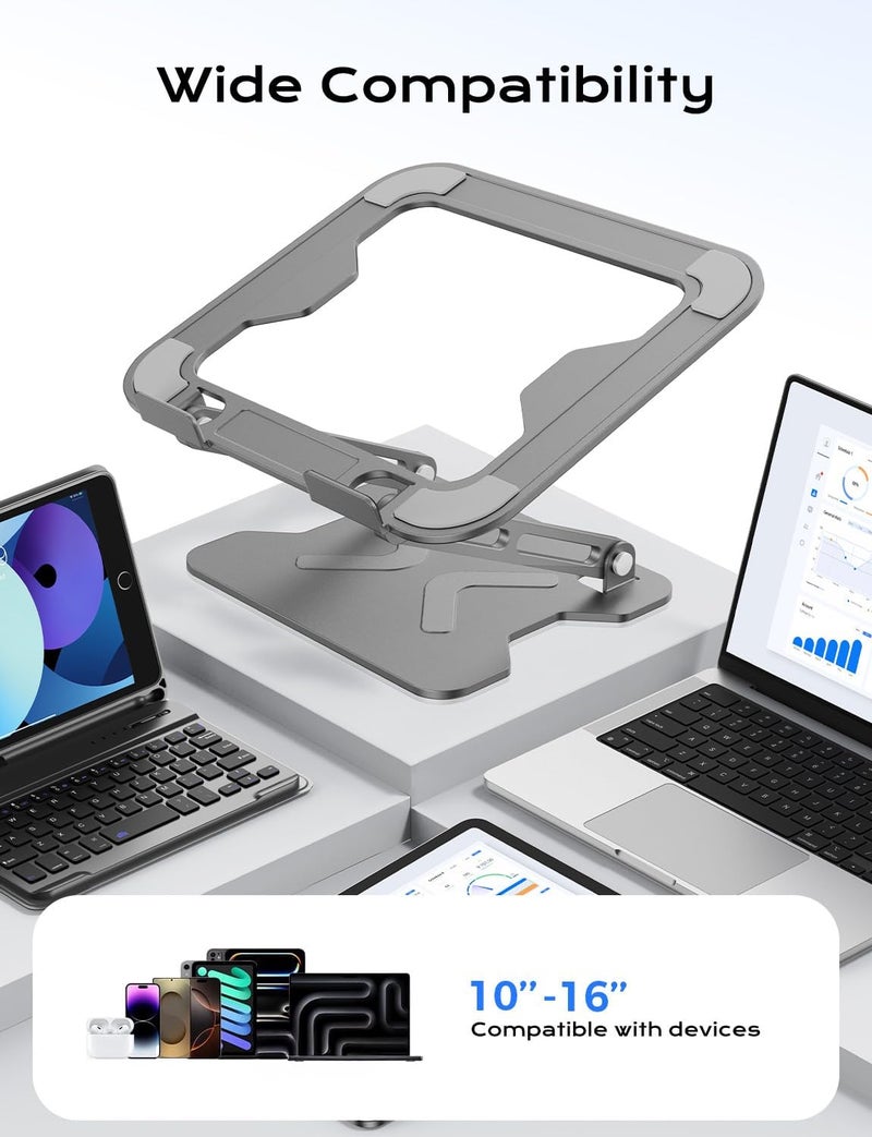 JCZT Foldable Laptop Stand for Desk, Adjustable Height Ergonomic Computer Stand, Portable Laptop Riser for MacBook Air Pro, All 10-16'' Notebooks Laptops, Grey - Image 5